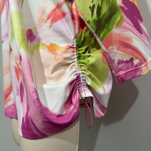 Chicos Bungee Performance Athletic Shirt Size L Spring Watercolor Quarter Zip - Picture 4 of 11